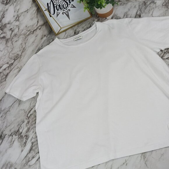 SAINT LAURENT PARIS short sleeve tee women's white size M/L - Picture 1 of 6